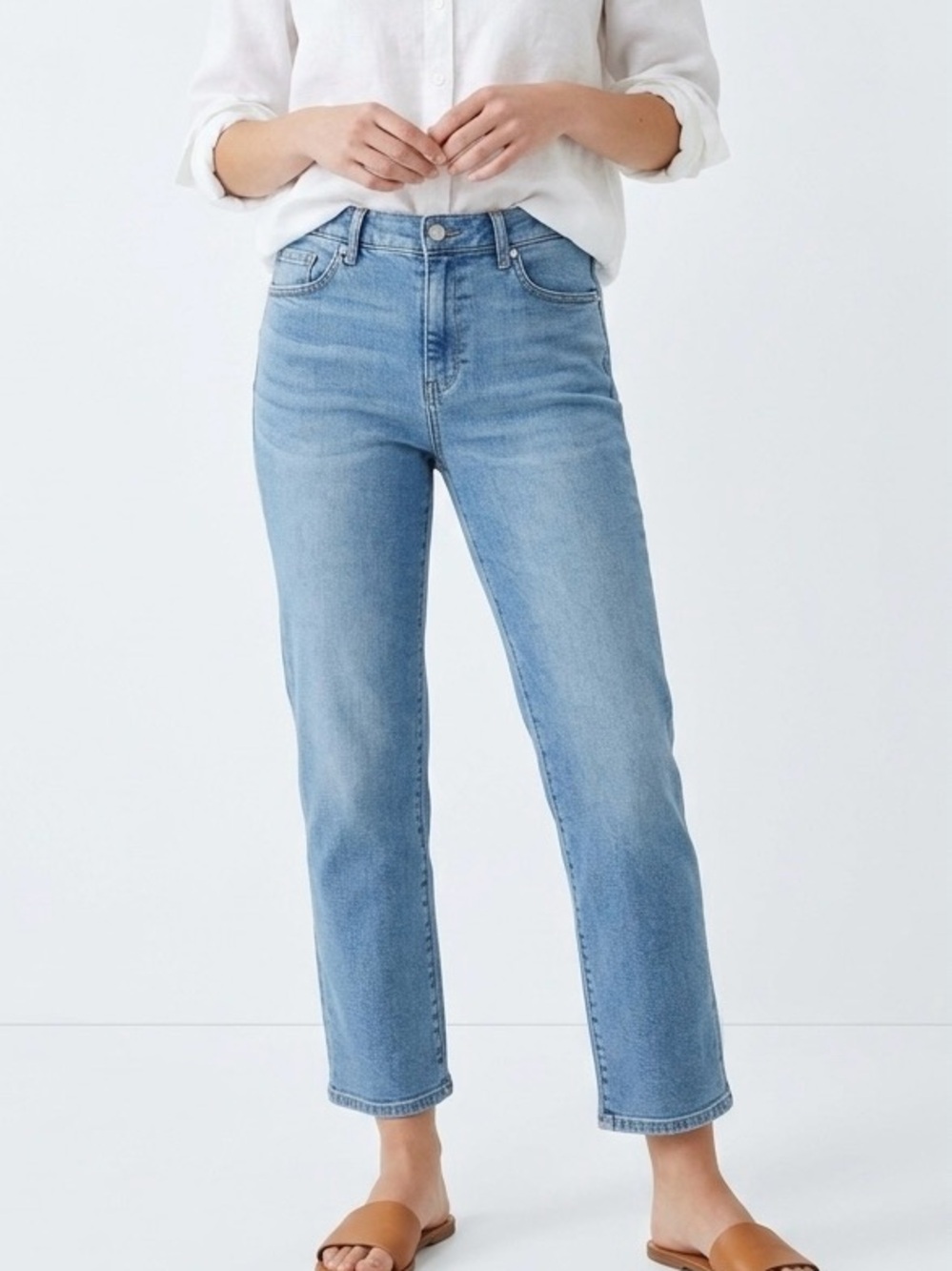 LOFT Outlet Straight Crop Jeans Medium Wash Size 6 Elevated Basics Minimalist